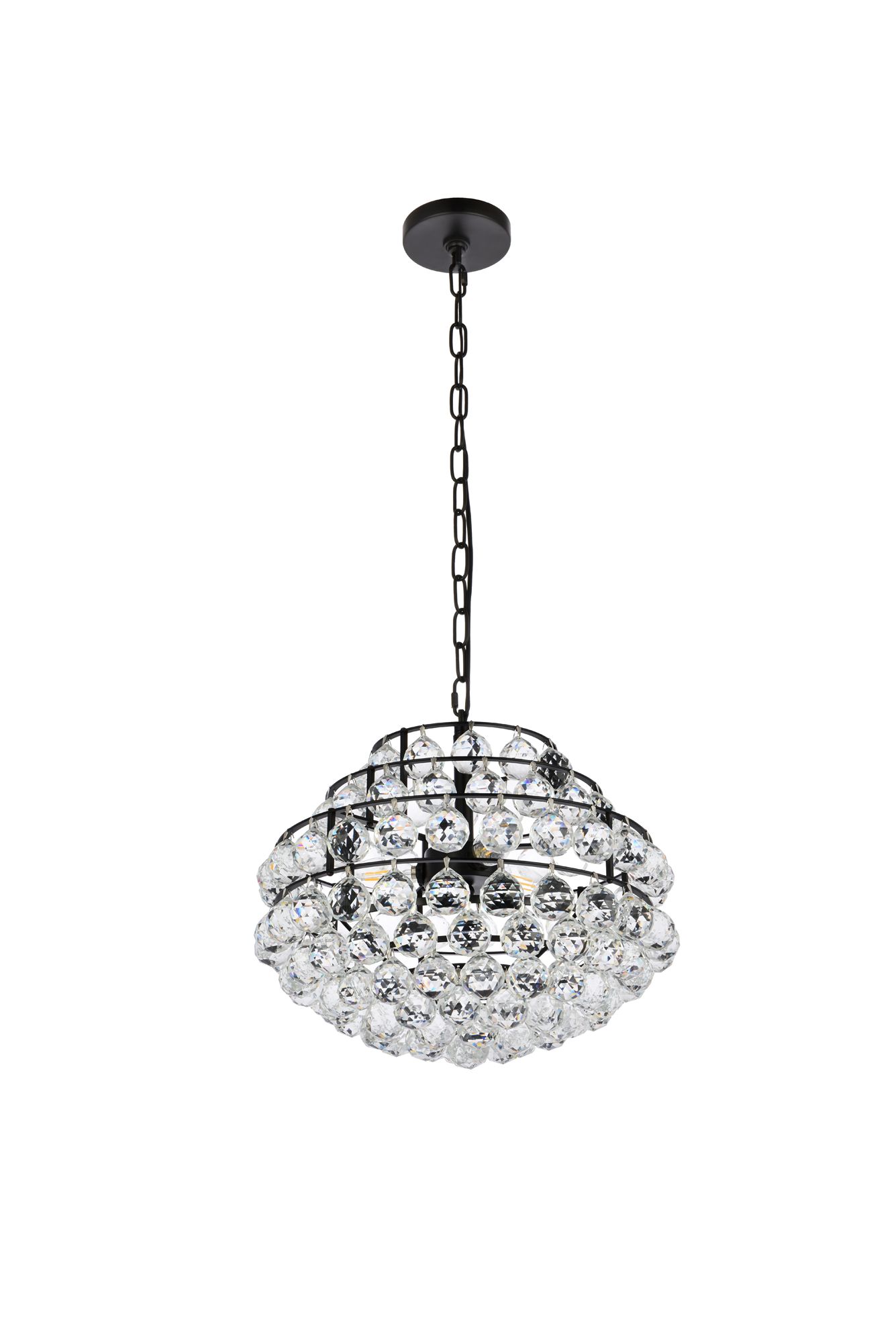 Savannah 16" Wide Black and Tiered Crystal 3-Light Pendant