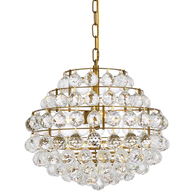 Image 3 Savannah 16" Wide Brass Crystal 3-Light Tiered Pendant