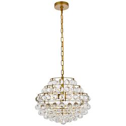 Savannah 16" Wide Brass Crystal 3-Light Tiered Pendant
