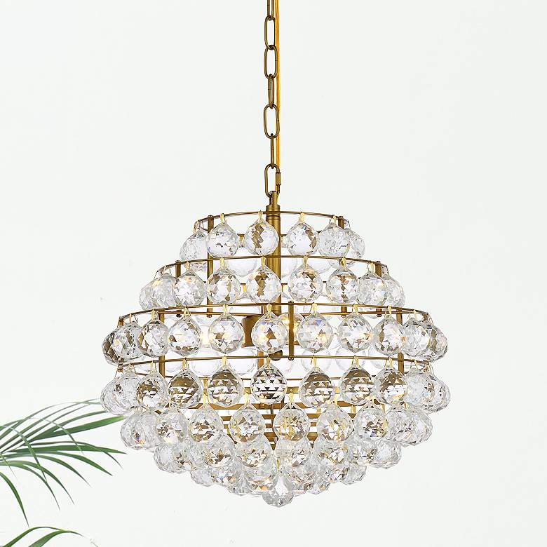 Image 2 Savannah 16" Wide Brass Crystal 3-Light Tiered Pendant