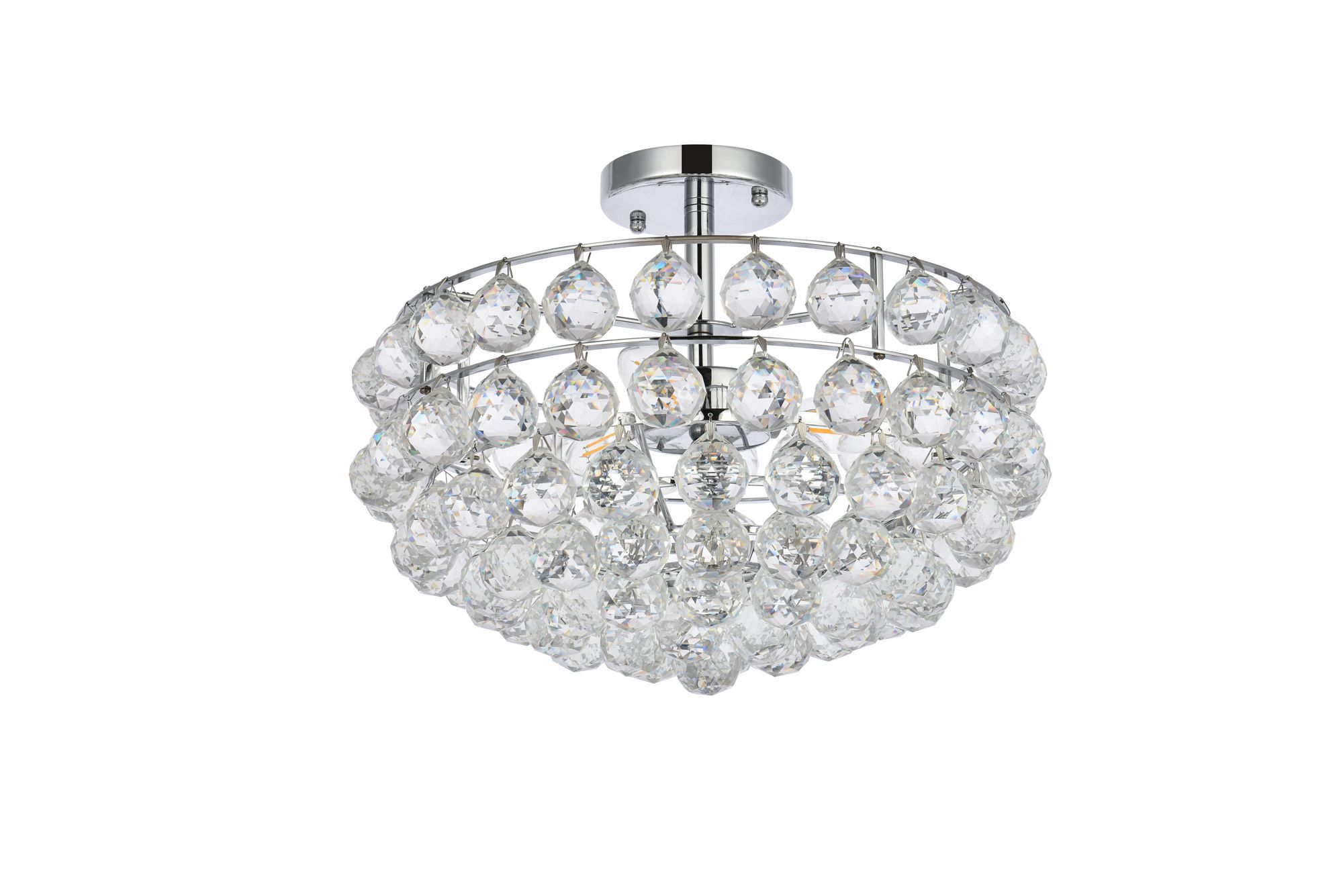 Savannah 16" Wide Polished Chrome and Crystal Ceiling Light