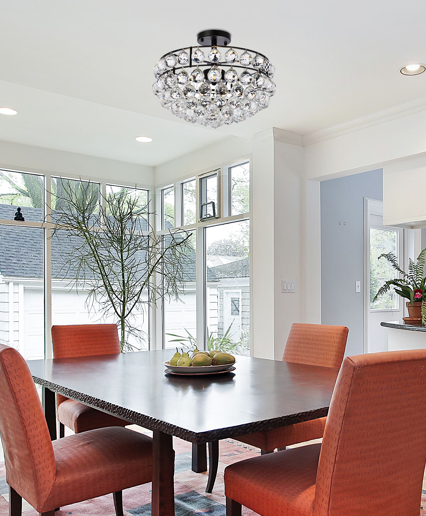 Image 3 Savannah 16"W Black and Clear Crystal 3-Light Ceiling Light more views