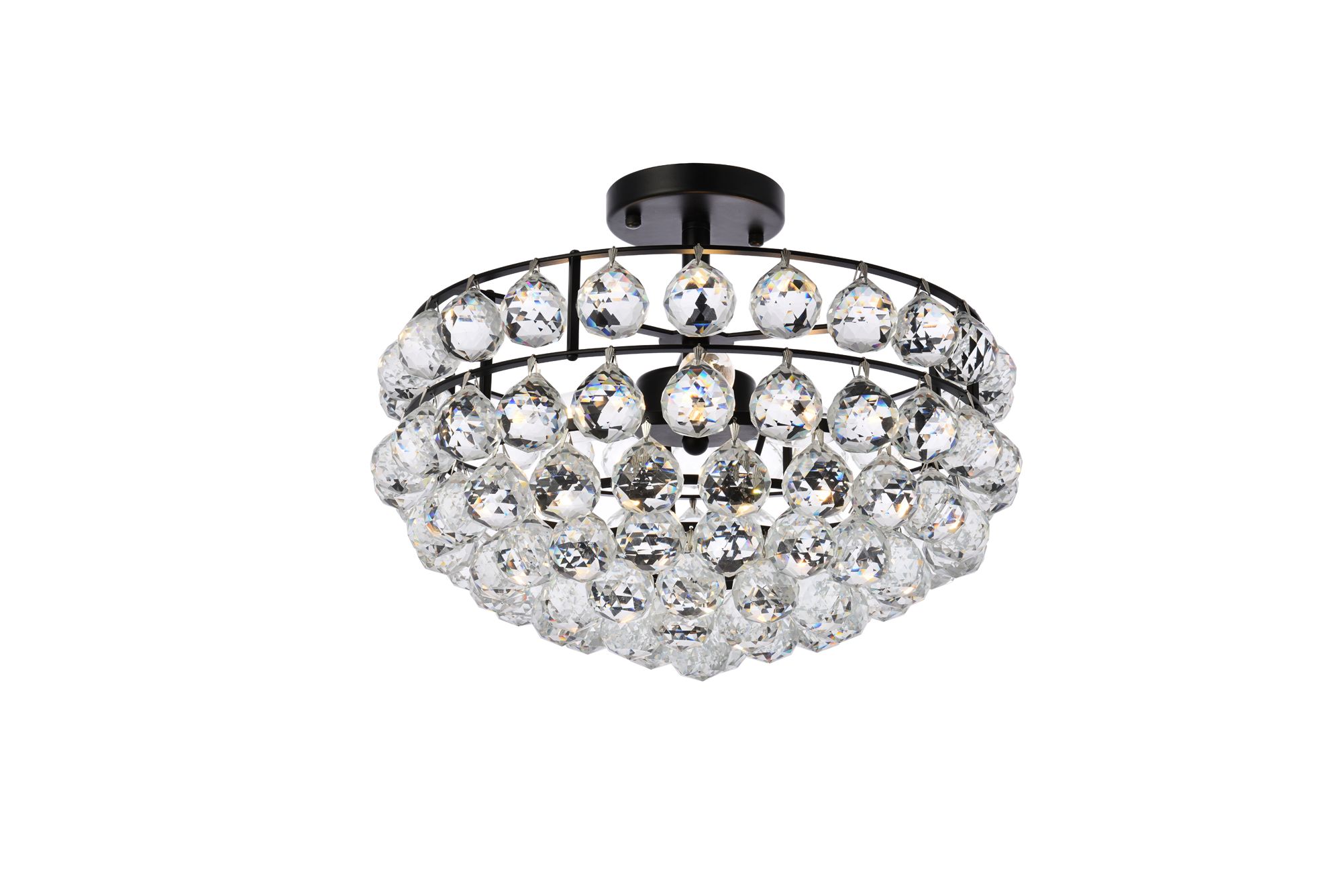Image 4 Savannah 16"W Black and Clear Crystal 3-Light Ceiling Light more views