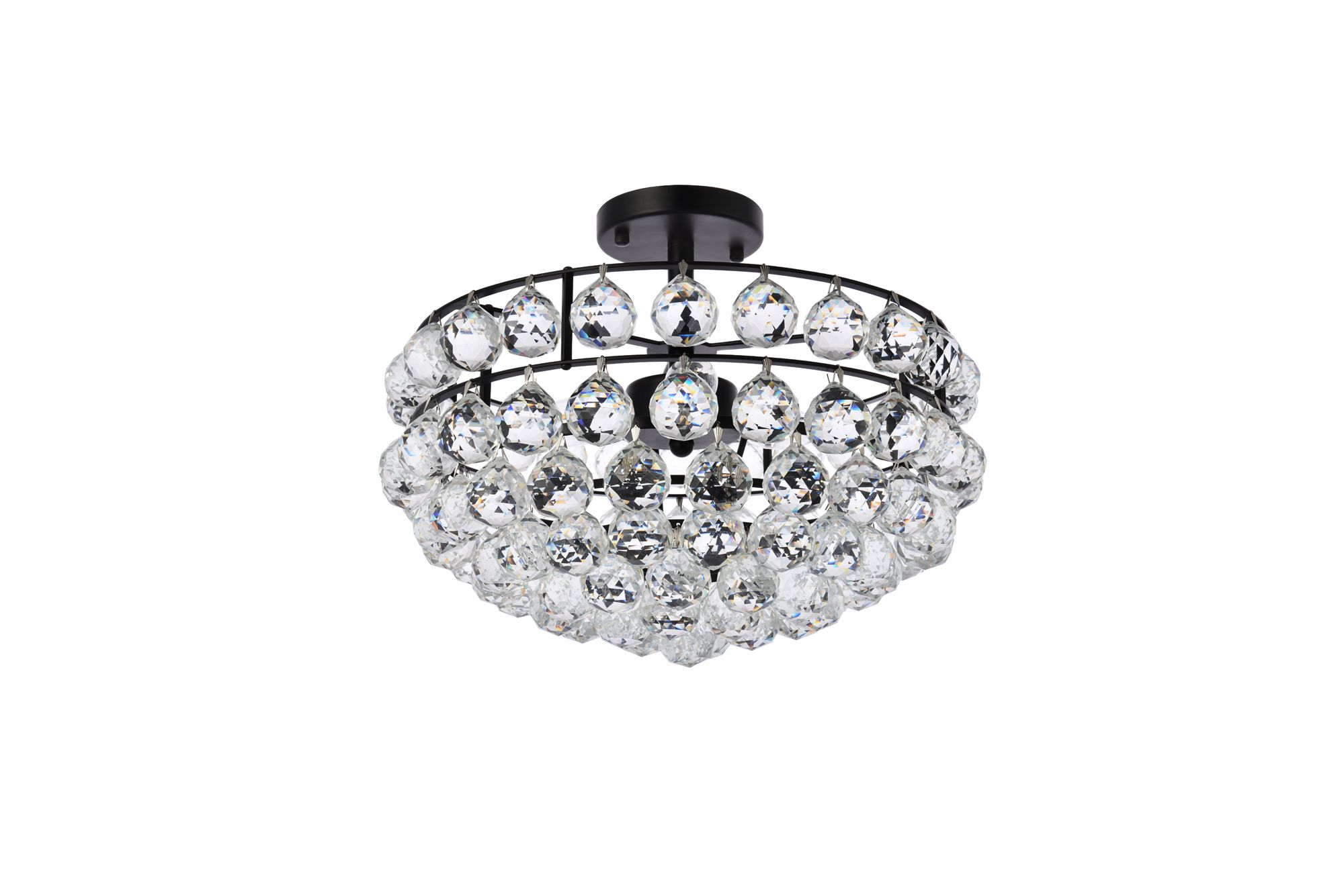 Savannah 16"W Black and Clear Crystal 3-Light Ceiling Light