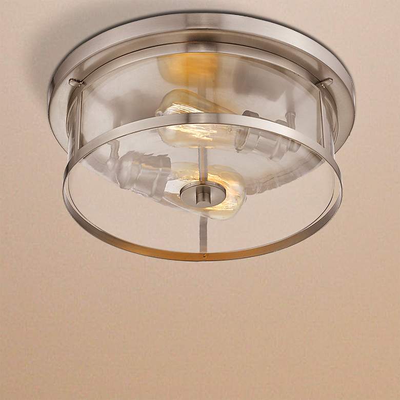 Image 2 Savannah 13 3/4" Wide Brushed Nickel 2-Light Ceiling Light