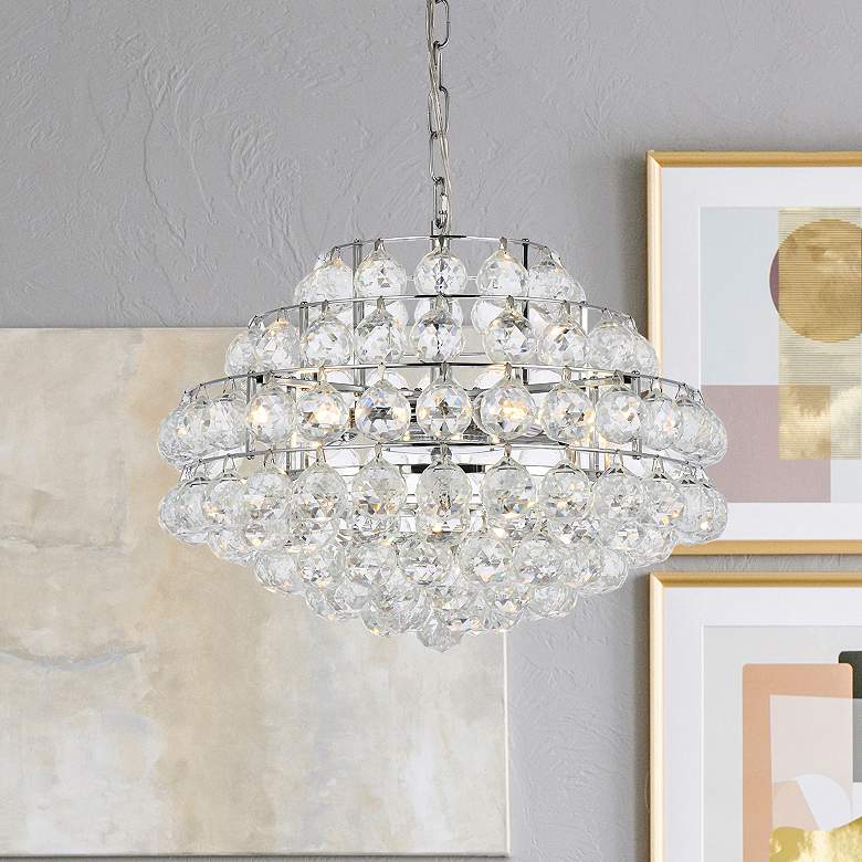 Image 1 Savannah 18" Wide Chrome and Crystal Pendant Light