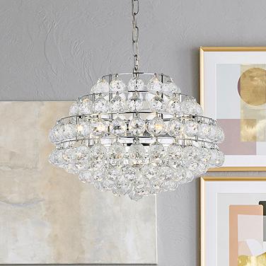 Savannah 18" Wide Chrome and Crystal Pendant Light
