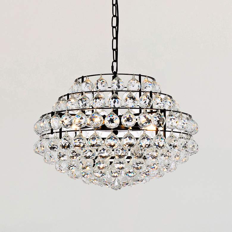 Image 2 Savannah 20" Wide Black and Crystal Pendant Light