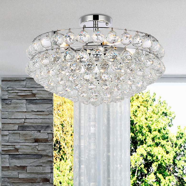 Image 1 Savannah 20" Wide Black with Crystal Ceiling Light