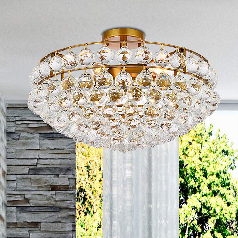 Image 2 Savannah 20" Wide Brass 5-Light Ceiling Light