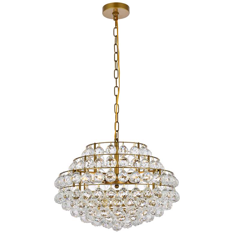 Image 3 Savannah 20" Wide Brass Clear Crystal 5-Light Pendant
