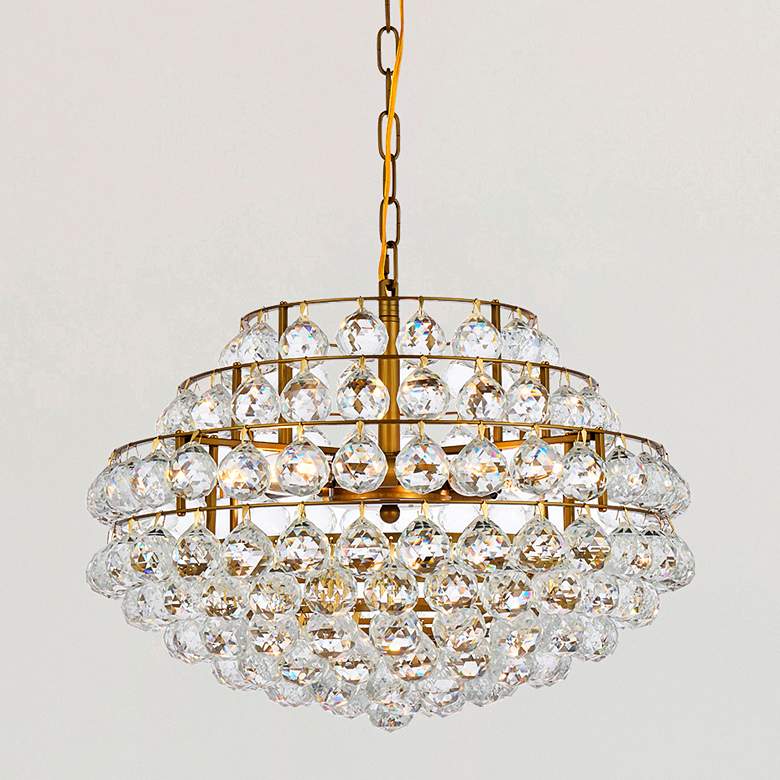 Image 2 Savannah 20" Wide Brass Clear Crystal 5-Light Pendant
