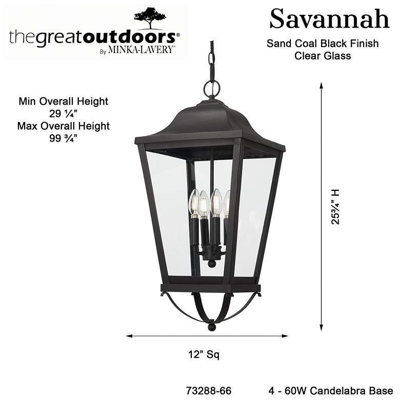 Image 5 Savannah 25 3/4"H Sand Coal 4-Light Outdoor Hanging Light more views