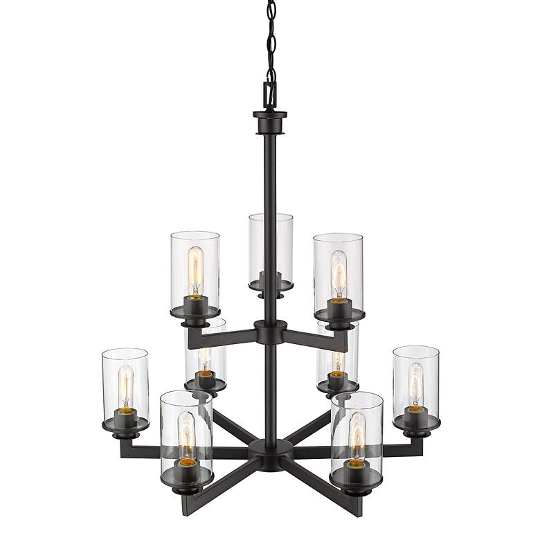 Image 6 Savannah 29" Wide Bronze 9-Light Chandelier more views