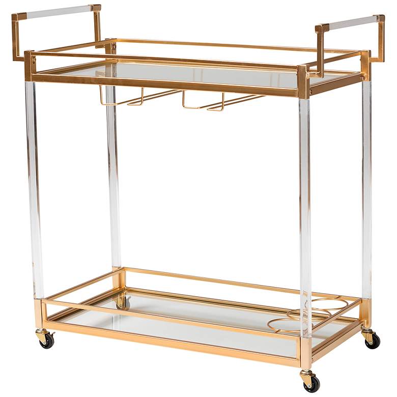 Image 2 Savannah 32 3/4" Wide Gold Metal 2-Shelf Wine Cart