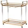 2_Savannah 32 3/4" Wide Gold Metal 2-Shelf Wine Cart