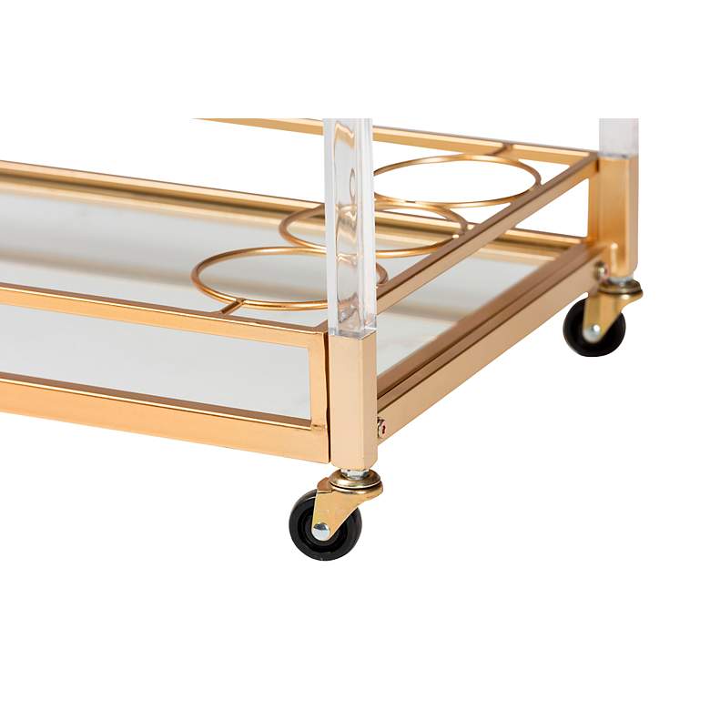 Image 4 Savannah 32 3/4" Wide Gold Metal 2-Shelf Wine Cart more views