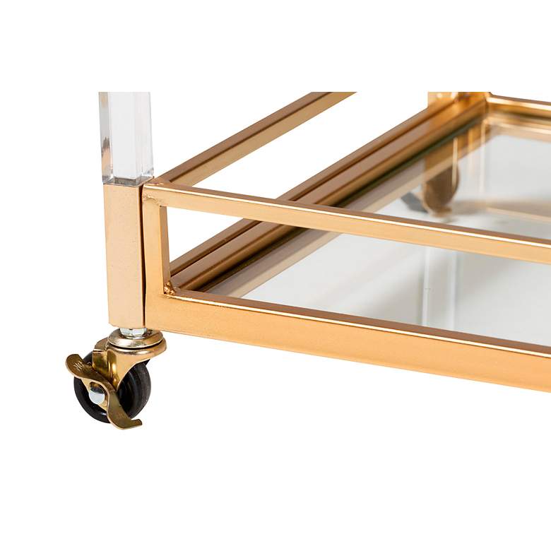 Image 5 Savannah 32 3/4" Wide Gold Metal 2-Shelf Wine Cart more views