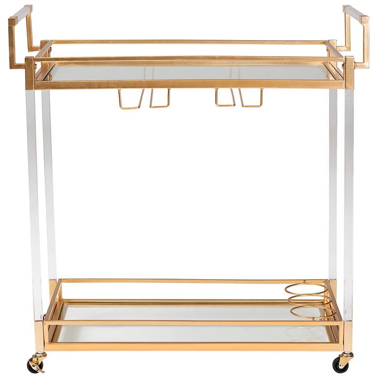 Image 7 Savannah 32 3/4" Wide Gold Metal 2-Shelf Wine Cart more views