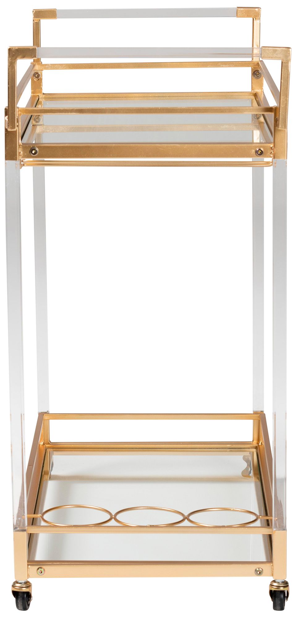 Savannah 32 3/4" Wide Gold Metal 2-Shelf Wine Cart