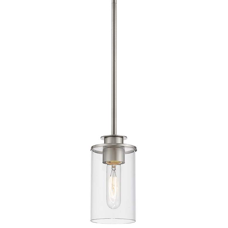 Image 1 Savannah 4 1/2" Wide Brushed Nickel Mini Pendant