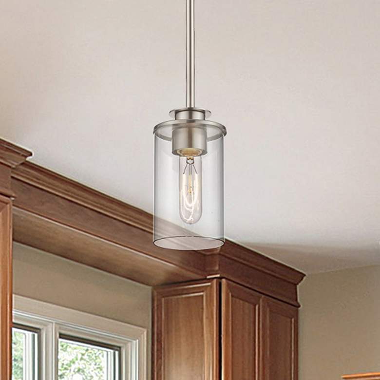 Image 1 Savannah 4 1/2" Wide Brushed Nickel Mini Pendant