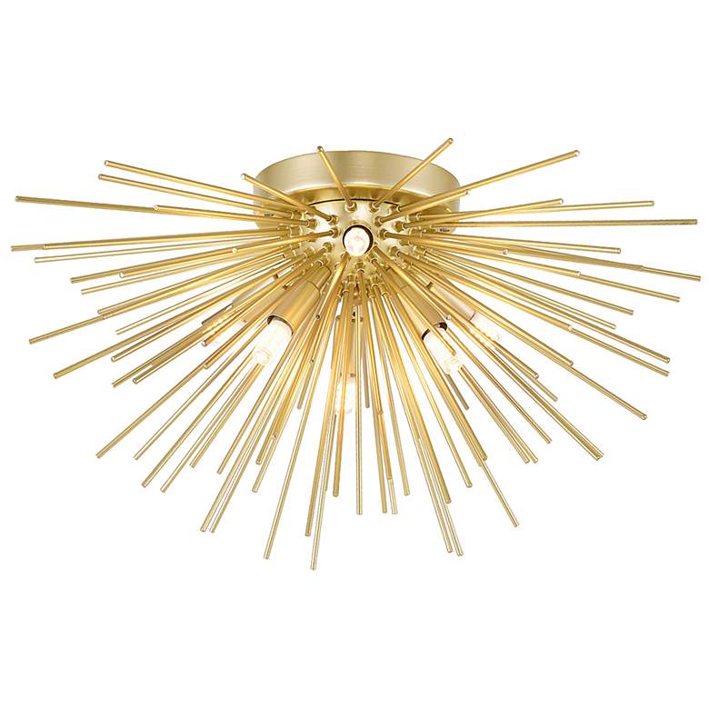 Image 1 Savannah 6 Light Flush Mount With Gold Leaf Finish