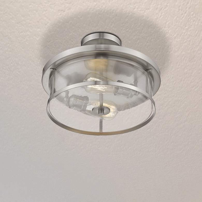 Image 1 Savannah by Z-Lite Brushed Nickel 2 Light Semi Flush Mount