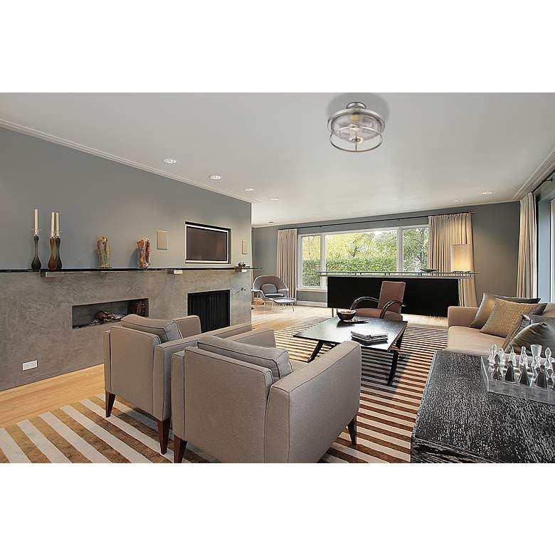Image 3 Savannah by Z-Lite Brushed Nickel 2 Light Semi Flush Mount more views