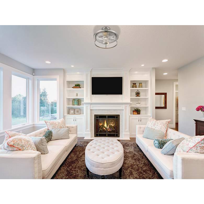 Image 4 Savannah by Z-Lite Brushed Nickel 2 Light Semi Flush Mount more views
