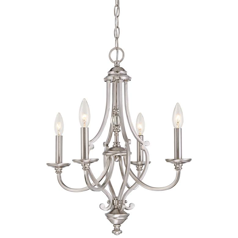 Image 2 Savannah Row 20 inch Wide Brushed Nickel 4-Light Candelabra Chandelier