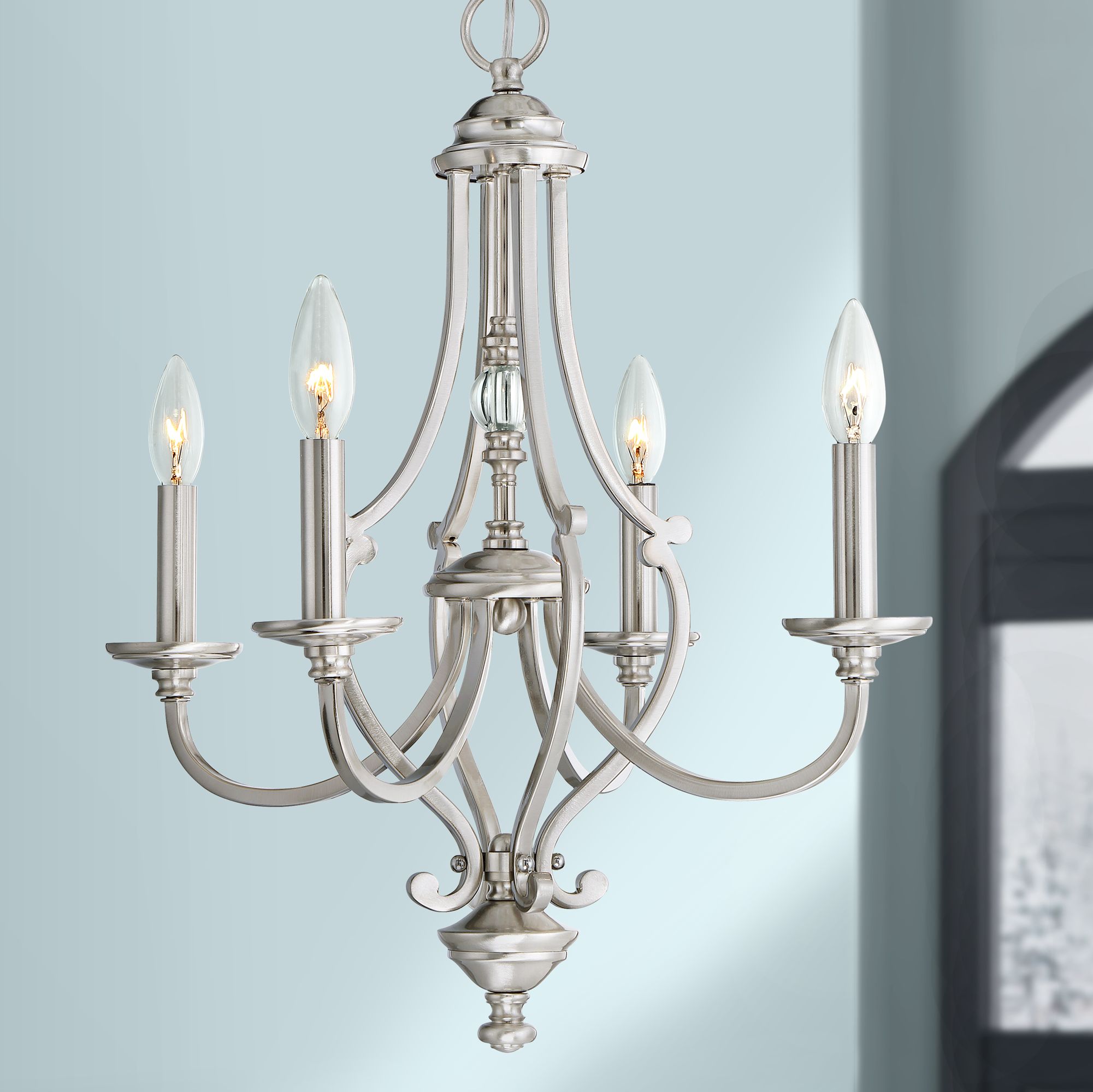 Savannah Row 20 Wide Brushed Nickel 4 Light Candelabra Chandelier   Savannah Row 20 Inch Wide Brushed Nickel 4 Light Candelabra Chandelier  9w300cropped 