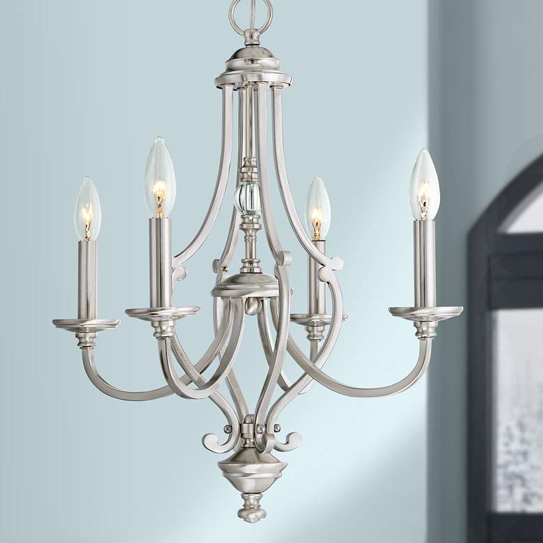 Image 1 Savannah Row 20 inch Wide Brushed Nickel 4-Light Candelabra Chandelier