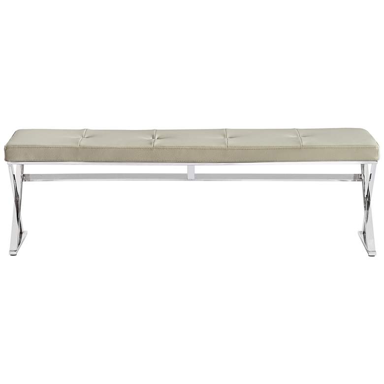 Image 1 Savannah Taupe Faux Leather Tufted Bench