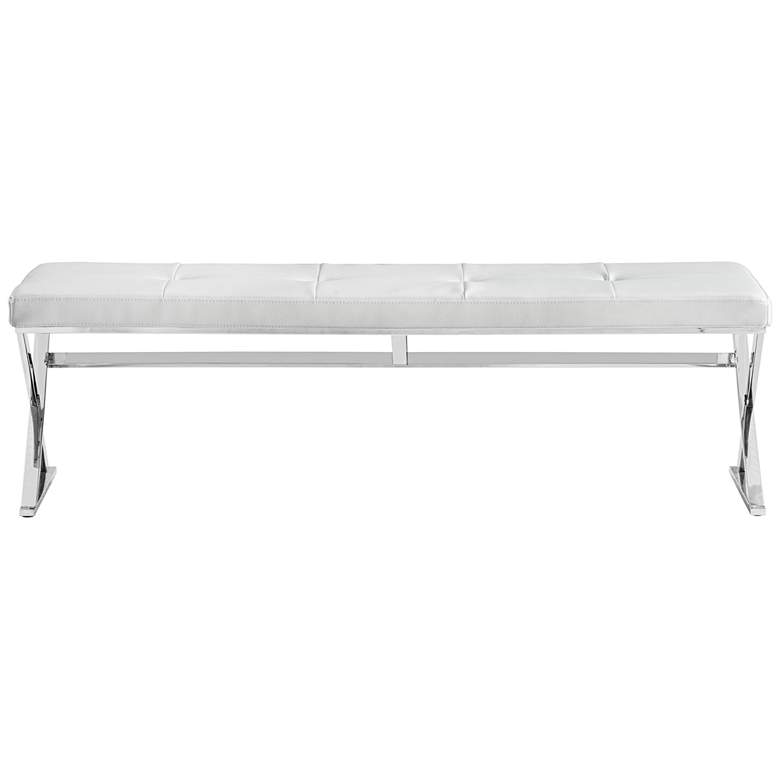 Image 1 Savannah White Faux Leather Tufted Bench