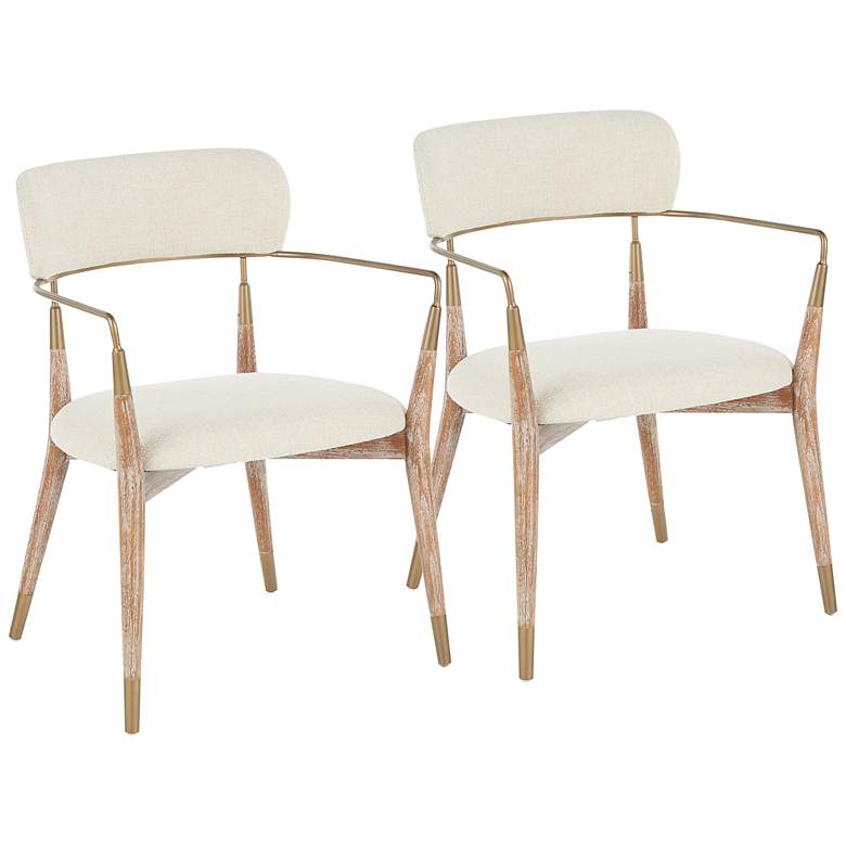 Image 2 Savannah White Washed Wood Modern Dining Chairs Set of 2