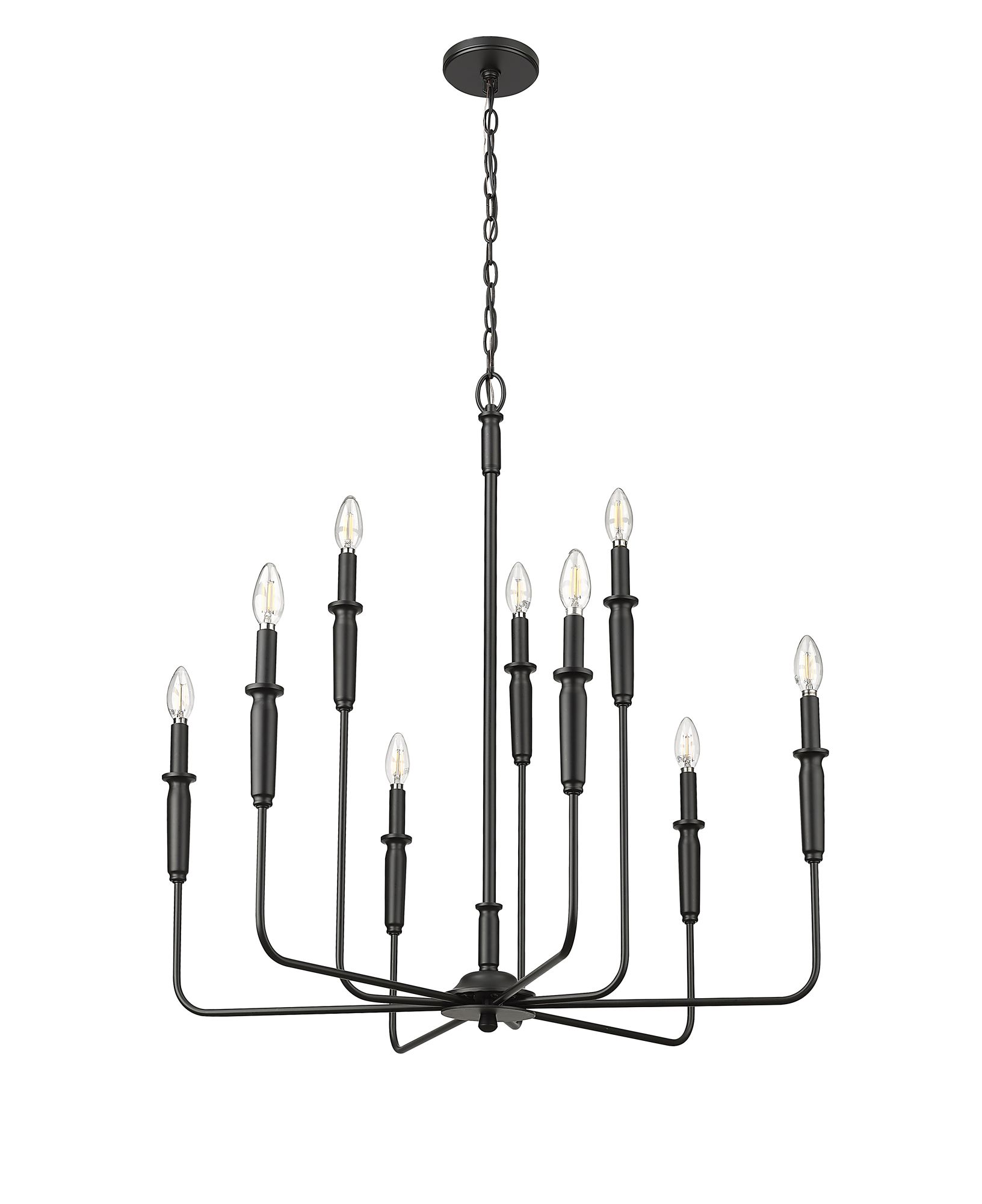 Thumbnail4 of Savanne 32" Wide Matte Black 9-Light Chandelier more views
