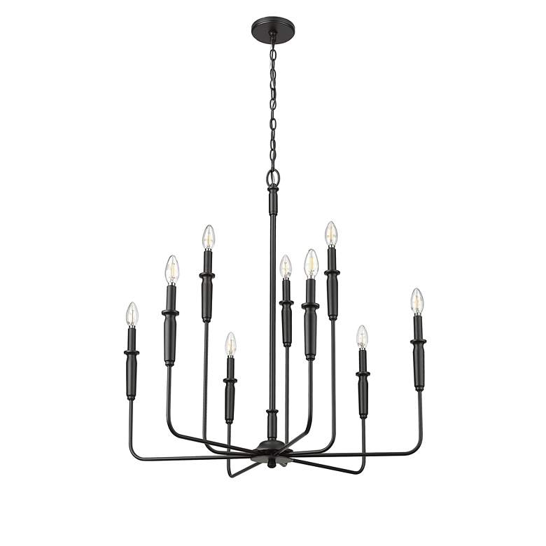 Image 4 Savanne 32" Wide Matte Black 9-Light Chandelier more views