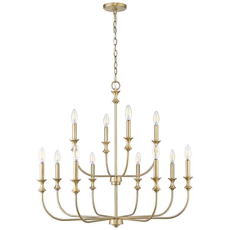 Image 1 Savanne 34" Wide Vintage Brass 12-Light Chandelier