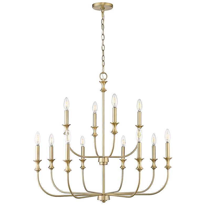 Image 2 Savanne 34" Wide Vintage Brass 12-Light Chandelier more views