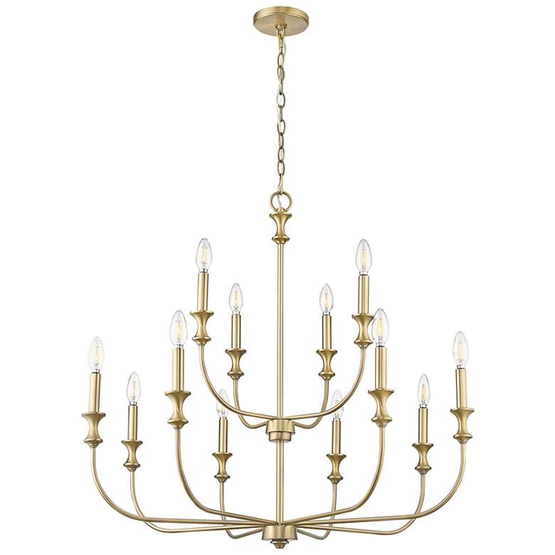 Image 3 Savanne 34" Wide Vintage Brass 12-Light Chandelier more views
