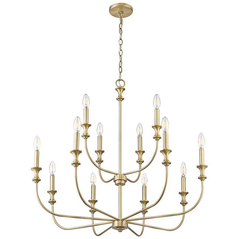 Image 4 Savanne 34" Wide Vintage Brass 12-Light Chandelier more views