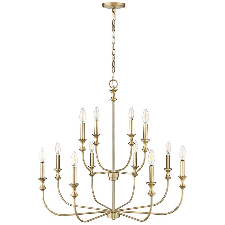 Image 5 Savanne 34" Wide Vintage Brass 12-Light Chandelier more views