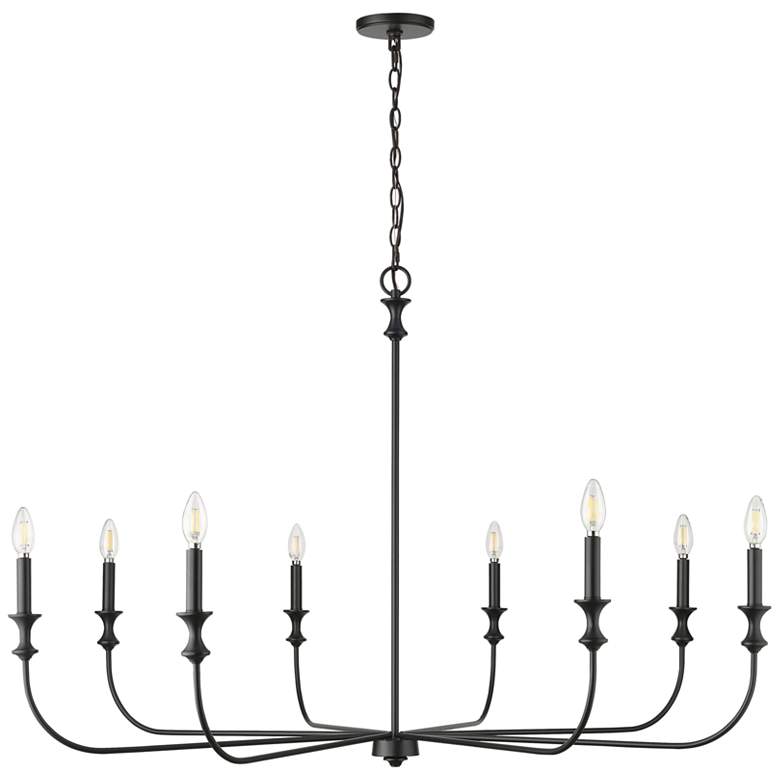 Image 1 Savanne 47 1/2"W Matte Black 8-Light Candelabra Chandelier