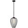Savanti 12" Wide Matte Black Mini Pendant w/ Opal Glass