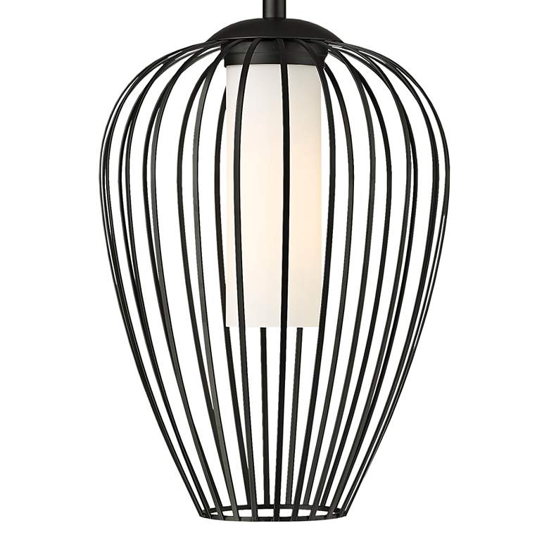 Image 4 Savanti 12" Wide Matte Black Mini Pendant w/ Opal Glass more views