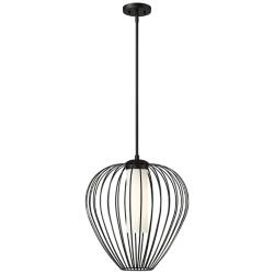 Savanti 18" Wide Matte Black Lantern Pendant Light