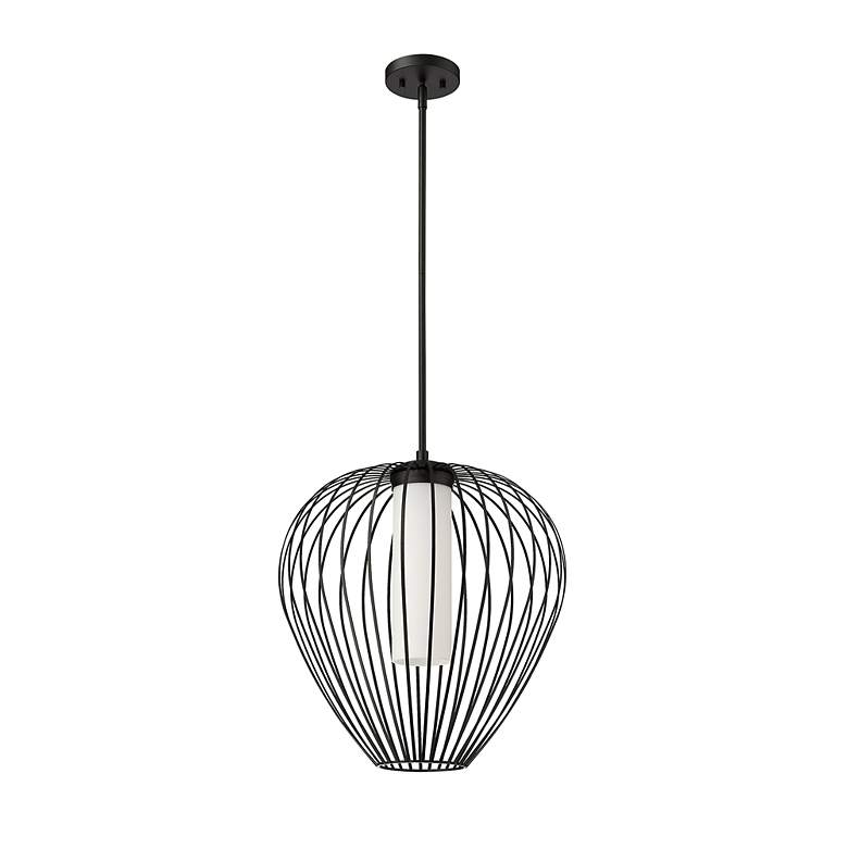 Image 3 Savanti 18" Wide Matte Black Lantern Pendant Light more views