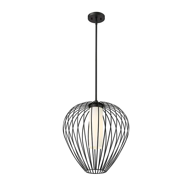 Image 4 Savanti 18" Wide Matte Black Lantern Pendant Light more views