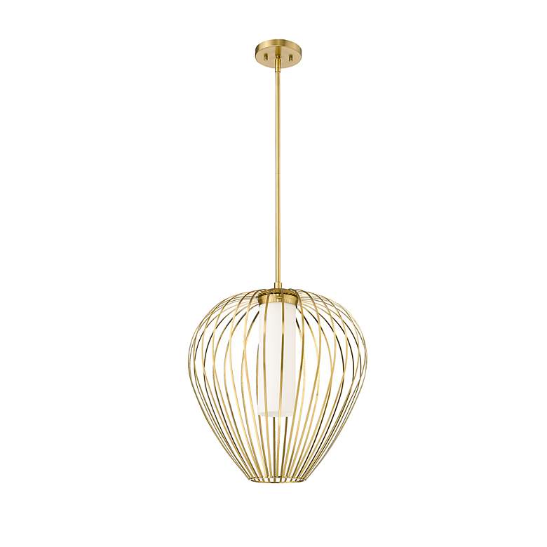 Image 7 Savanti 18" Wide Modern Gold Bulbous Pendant Light more views